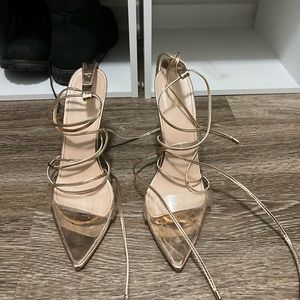 Gold Lace Up Heels